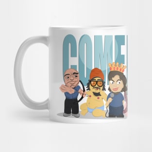 Comedy! Design With Illustrations of Joe Rogan, Bobby Lee, Theo "The Rat King" Von & William Montgomery Mug